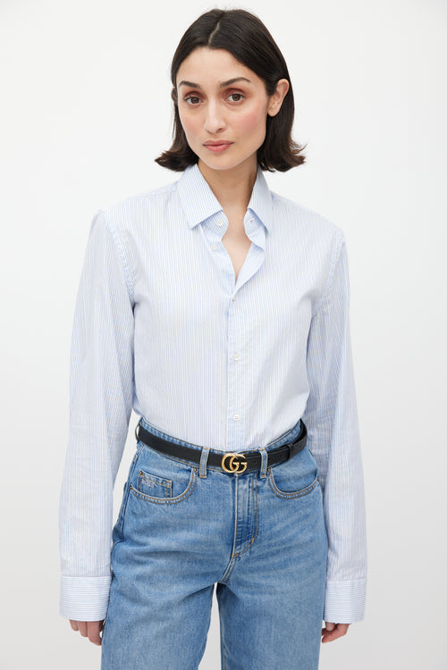 Gucci Black & Gold Leather Marmont Slim Belt