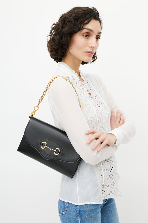 Gucci Black & Gold Patent Small 1955  Shoulder Bag