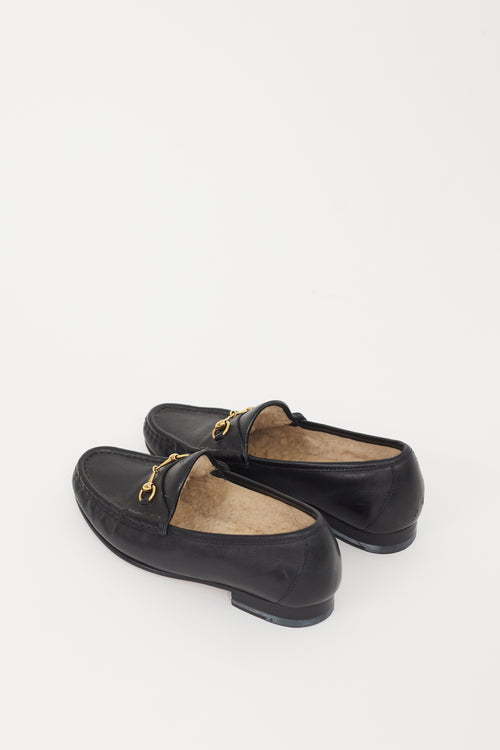 Gucci Black & Gold Shearling Loafer