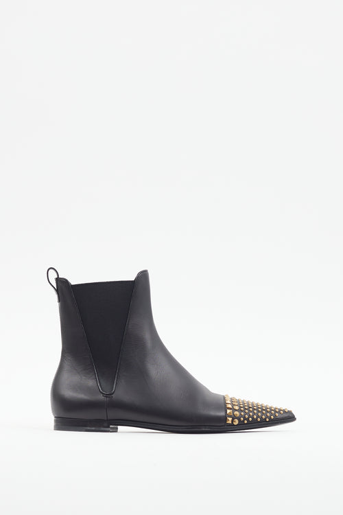 Gucci Black & Gold Studded Toe Boot