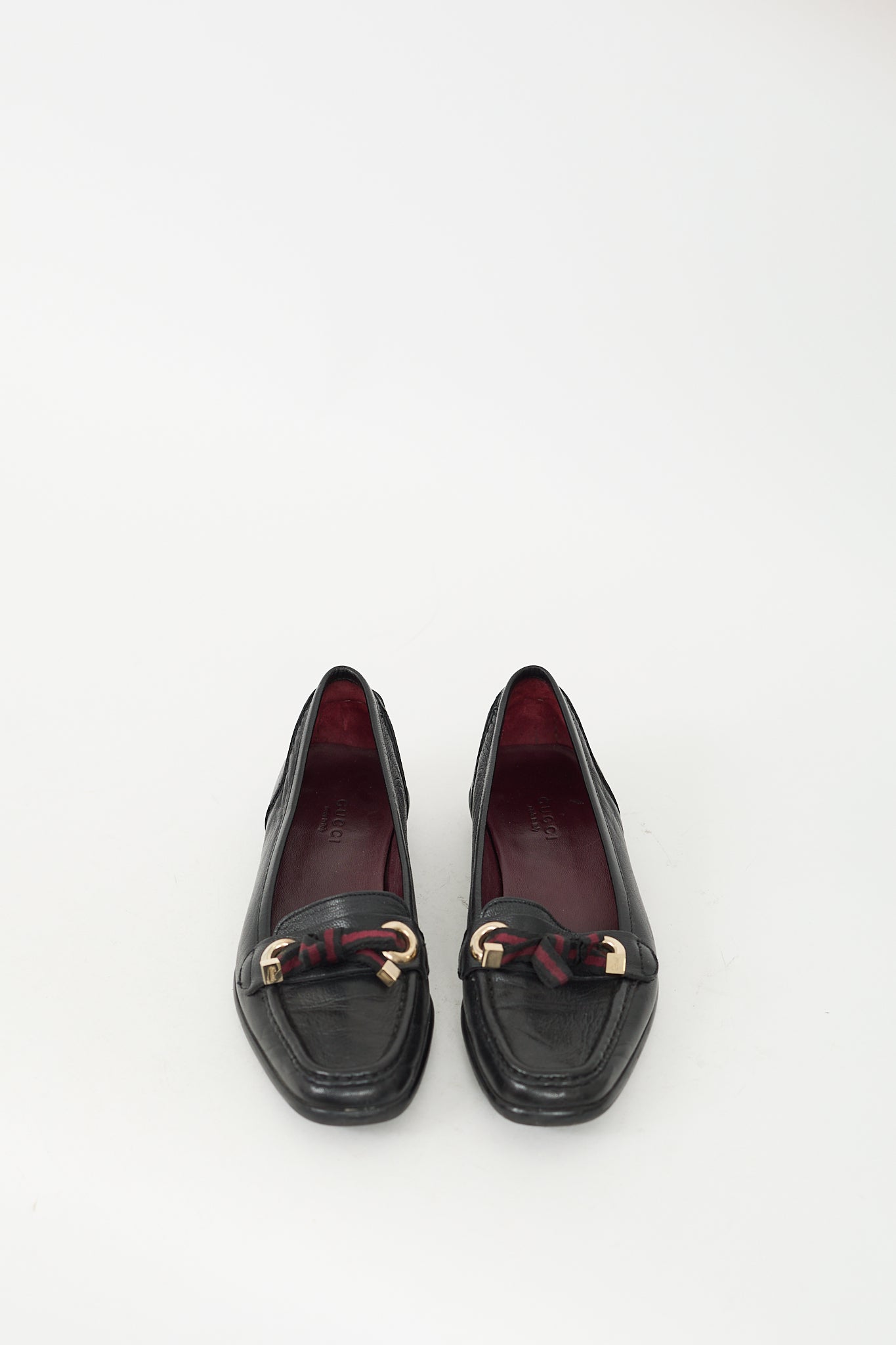 Gucci Black Leather Bow Loafer