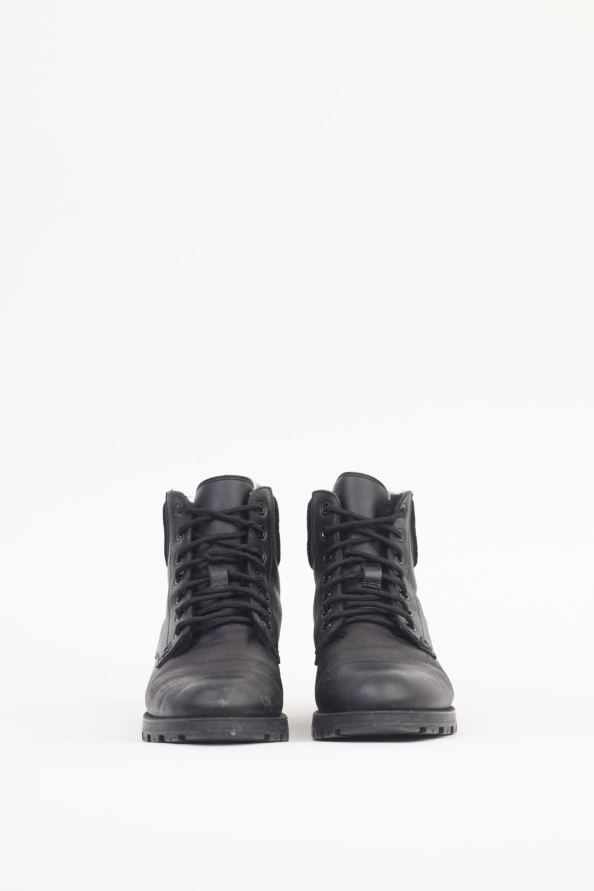 Gucci Black Leather Monogram Boot