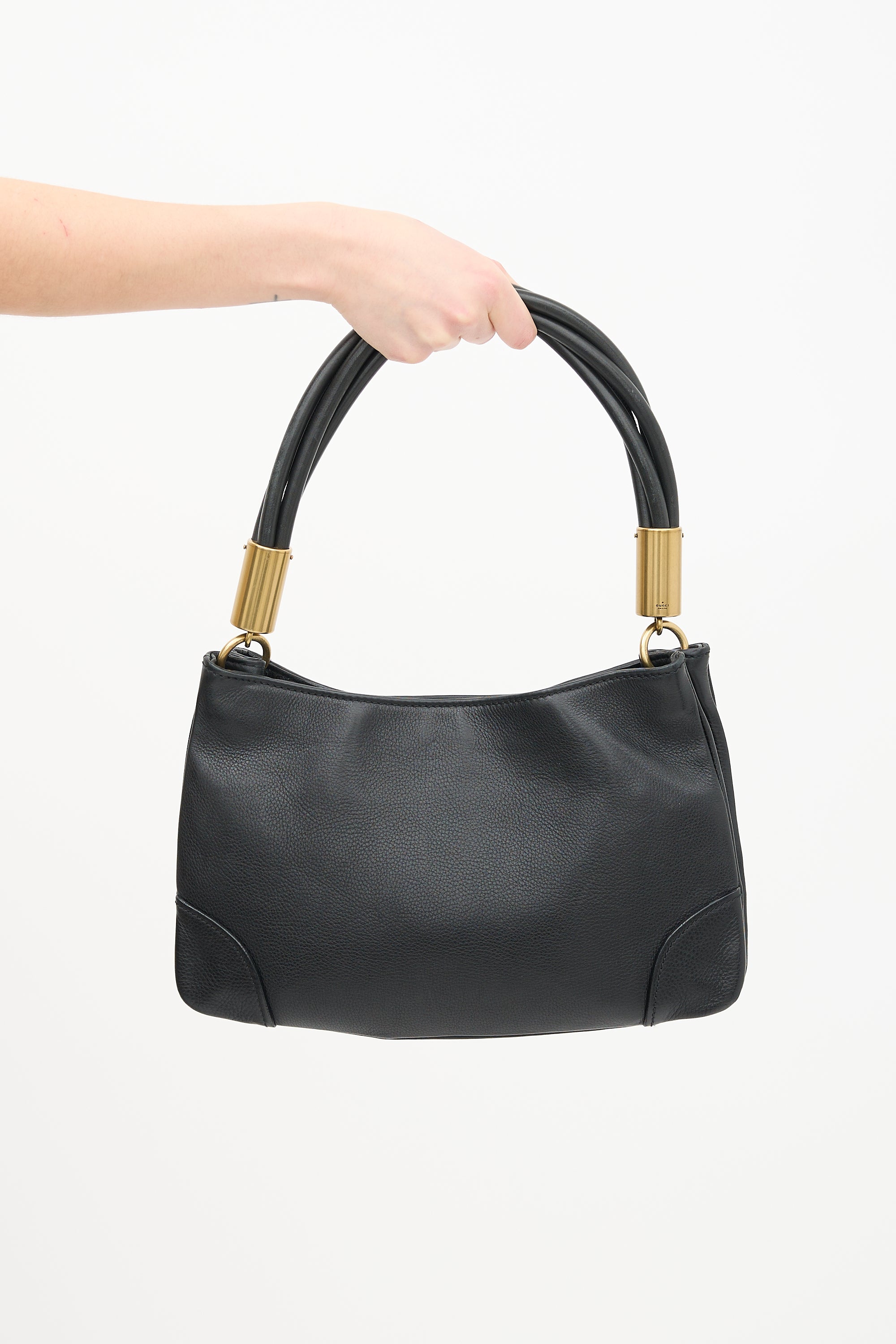 Gucci Black Leather Twist Handle Shoulder Bag