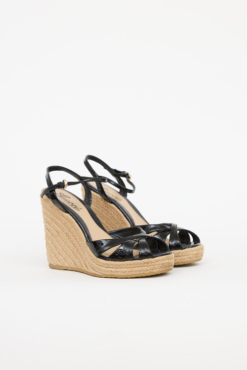 Gucci Patent Leather GG Espadrille Wedge