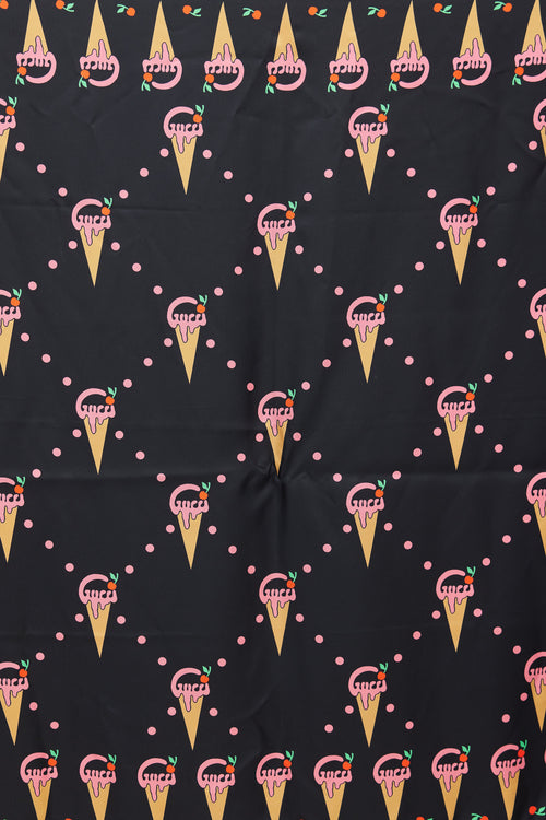 Gucci Black & Multi Silk Ice Cream Scarf