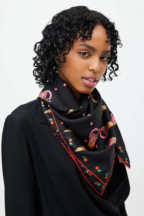 Gucci Black & Multi Silk Ice Cream Scarf
