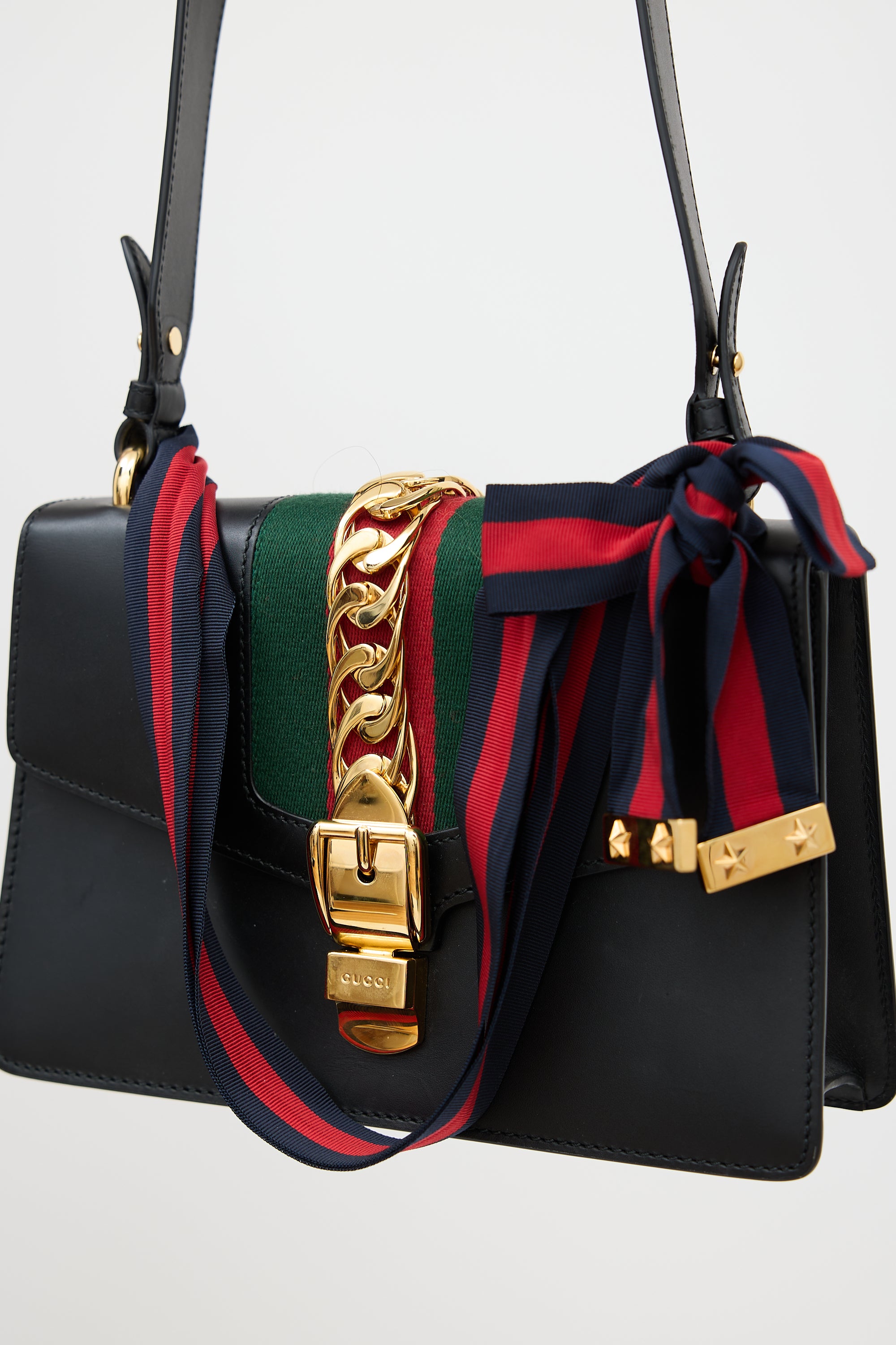 Gucci Leather Sylvie Chain Link Bag