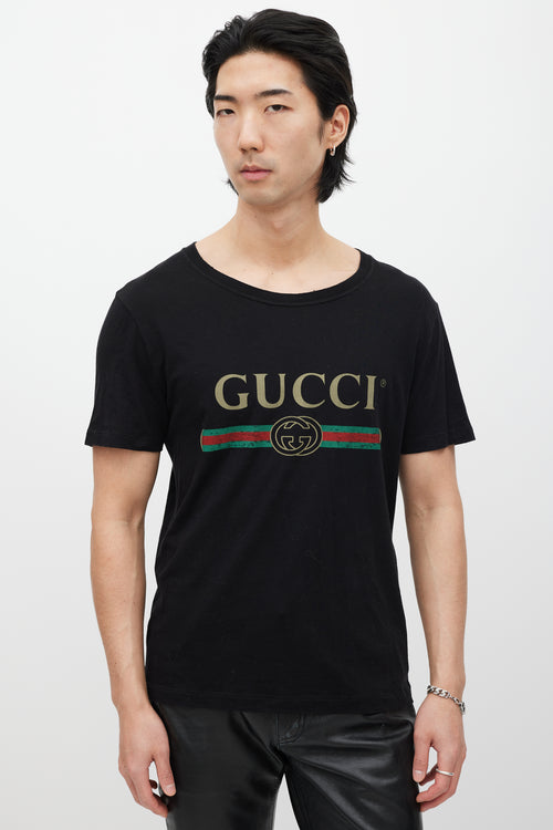 Gucci Black & Multicolour GG Logo T-Shirt