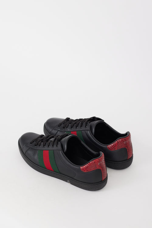 Gucci Black & Multicolour Leathe Ace Sneaker