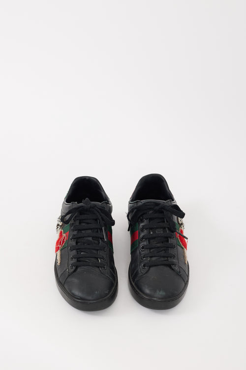 Gucci Black & Multicolour Leather Heart Ace Sneaker