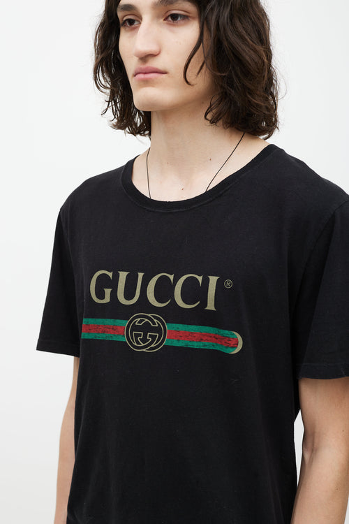 Gucci Black & Multicolour Logo T-Shirt