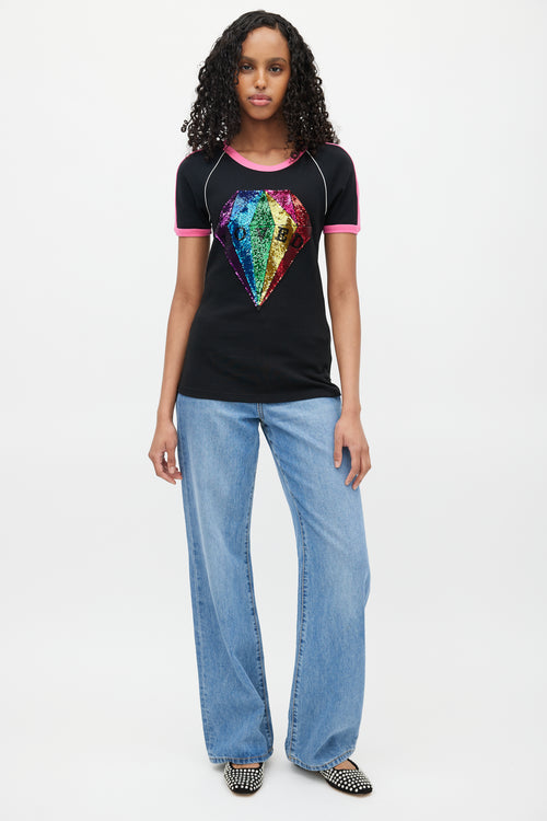 Gucci Black & Multicolour Loved Sequin Top