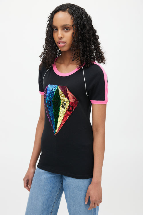 Gucci Black & Multicolour Loved Sequin Top
