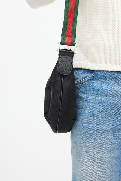 Gucci Black & Multicolour Monogram Saddle Messenger