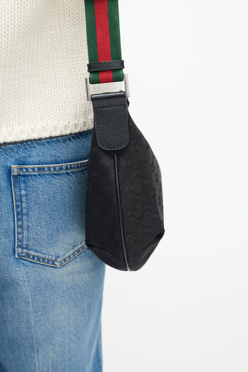 Gucci Black & Multicolour Monogram Saddle Messenger