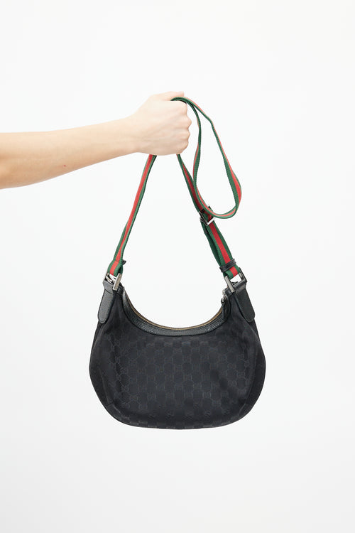 Gucci Black & Multicolour Monogram Saddle Messenger