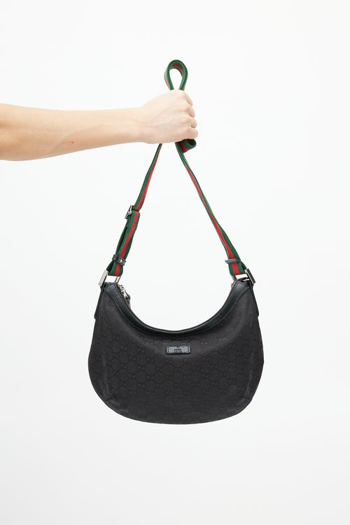 Gucci Black & Multicolour Monogram Saddle Messenger