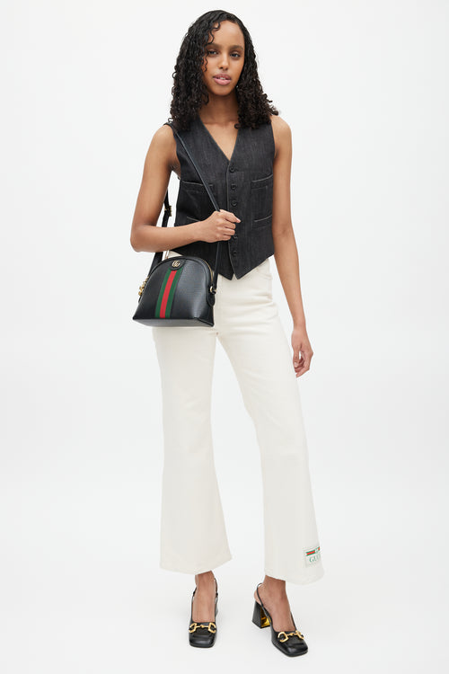 Gucci Black & Multicolour Ophidia Striped Leather Bag