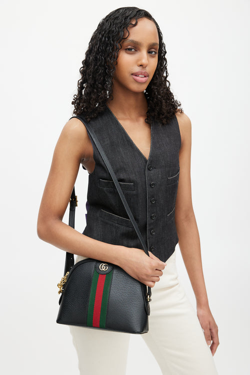 Gucci Black & Multicolour Ophidia Striped Leather Bag