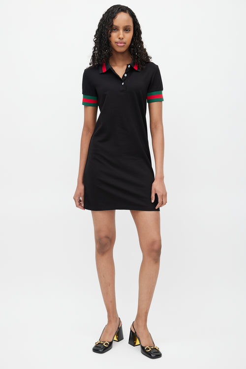 Gucci Black & Multicolour Striped Shirt Dress