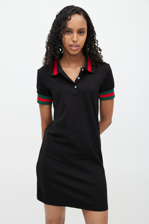 Gucci Black & Multicolour Striped Shirt Dress