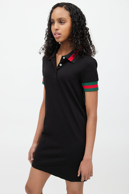 Gucci Black & Multicolour Striped Shirt Dress