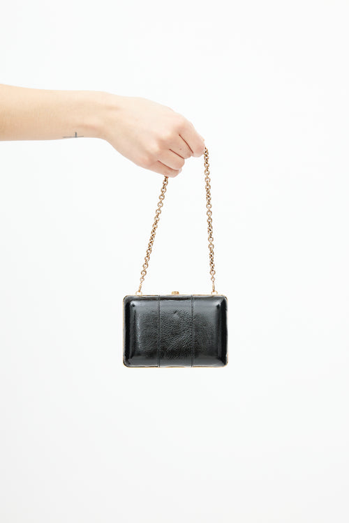 Gucci Black & Gold Leather Clutch