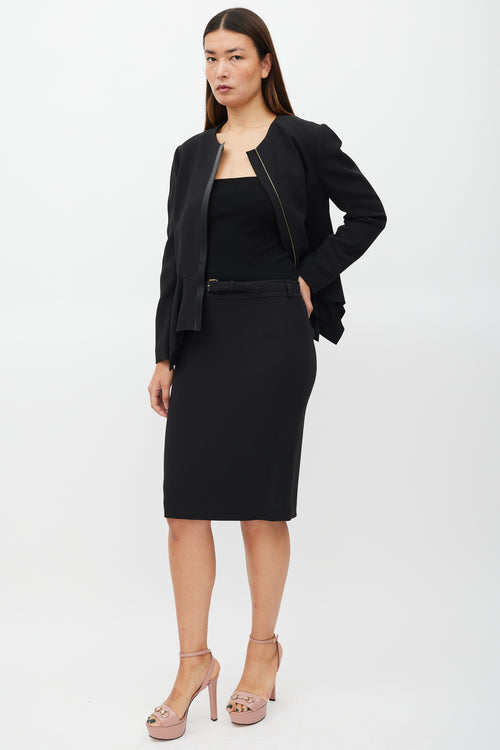 Gucci Black Peplum Jacket & Skirt Co-ord Set