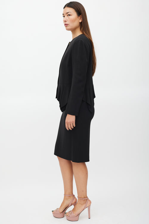 Gucci Black Peplum Jacket & Skirt Co-ord Set