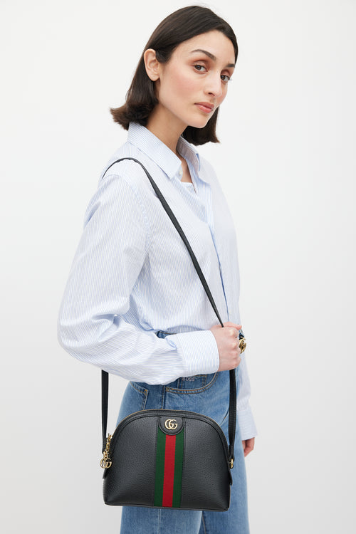 Gucci Black & Multicolour Leather Ophidia Dome Bag