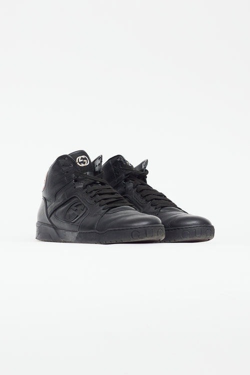 Gucci Black & Red Leather Hi-Top Sneaker
