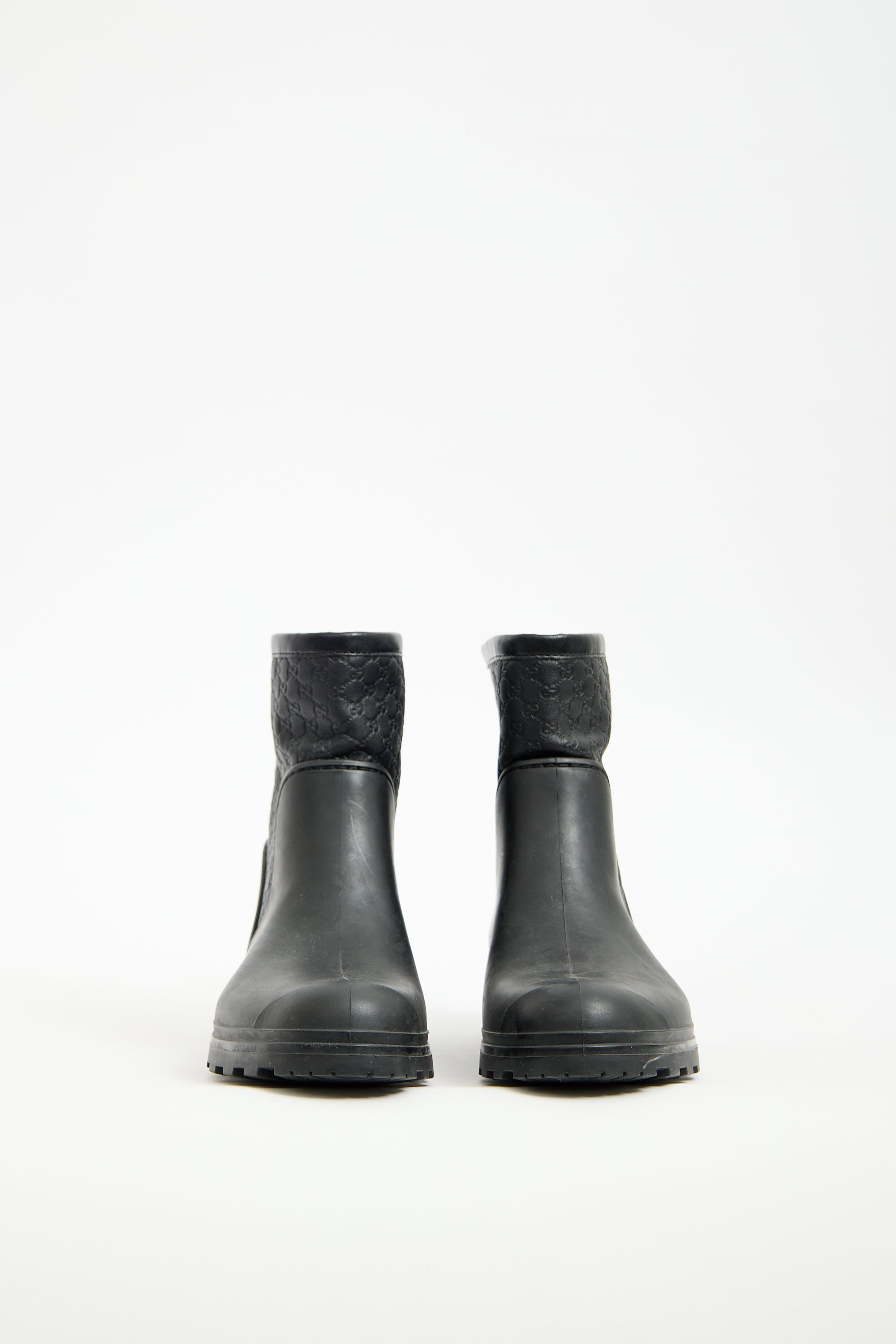 Gucci Black Rubber & Monogram Leather Boot