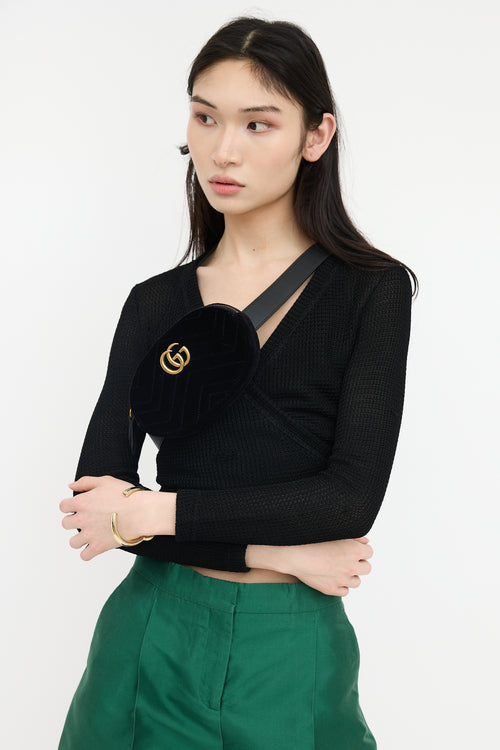 Gucci Velvet Matelassé GG Marmont Belt Bag