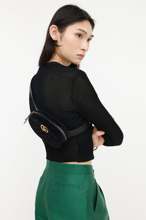 Gucci Velvet Matelassé GG Marmont Belt Bag