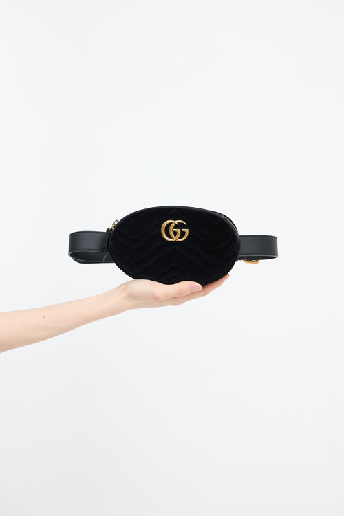 Gucci Velvet Matelassé GG Marmont Belt Bag