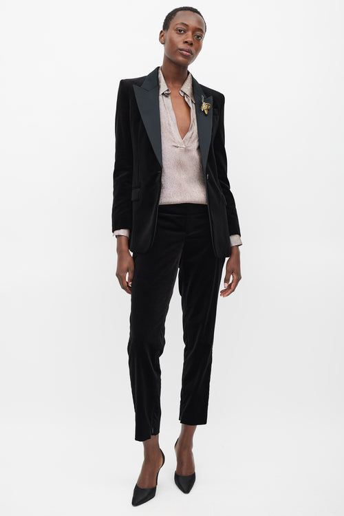 Gucci Black Velvet & Satin Suit