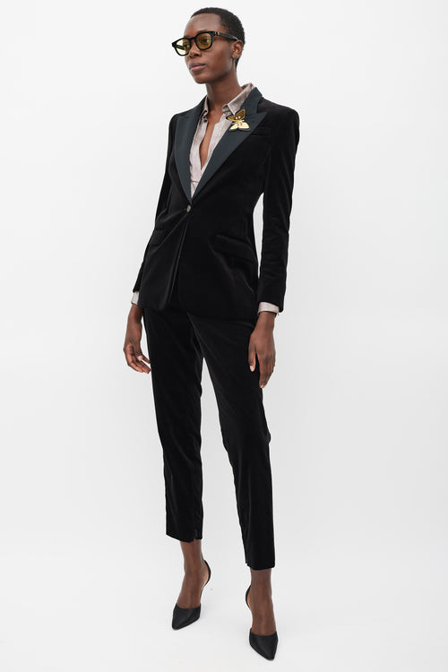 Gucci Black Velvet & Satin Suit