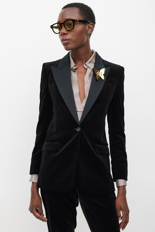 Gucci Black Velvet & Satin Suit
