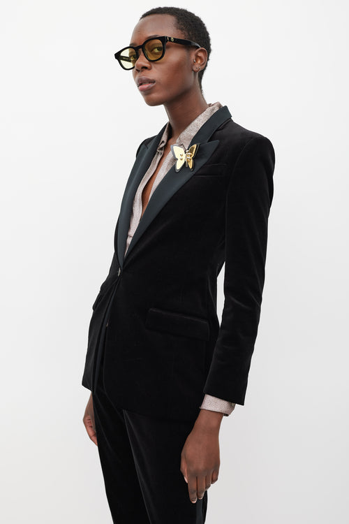 Gucci Black Velvet & Satin Suit
