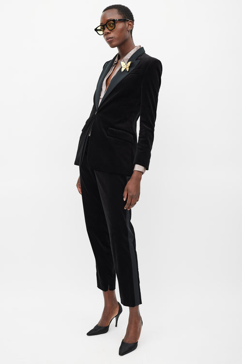 Gucci Black Velvet & Satin Suit