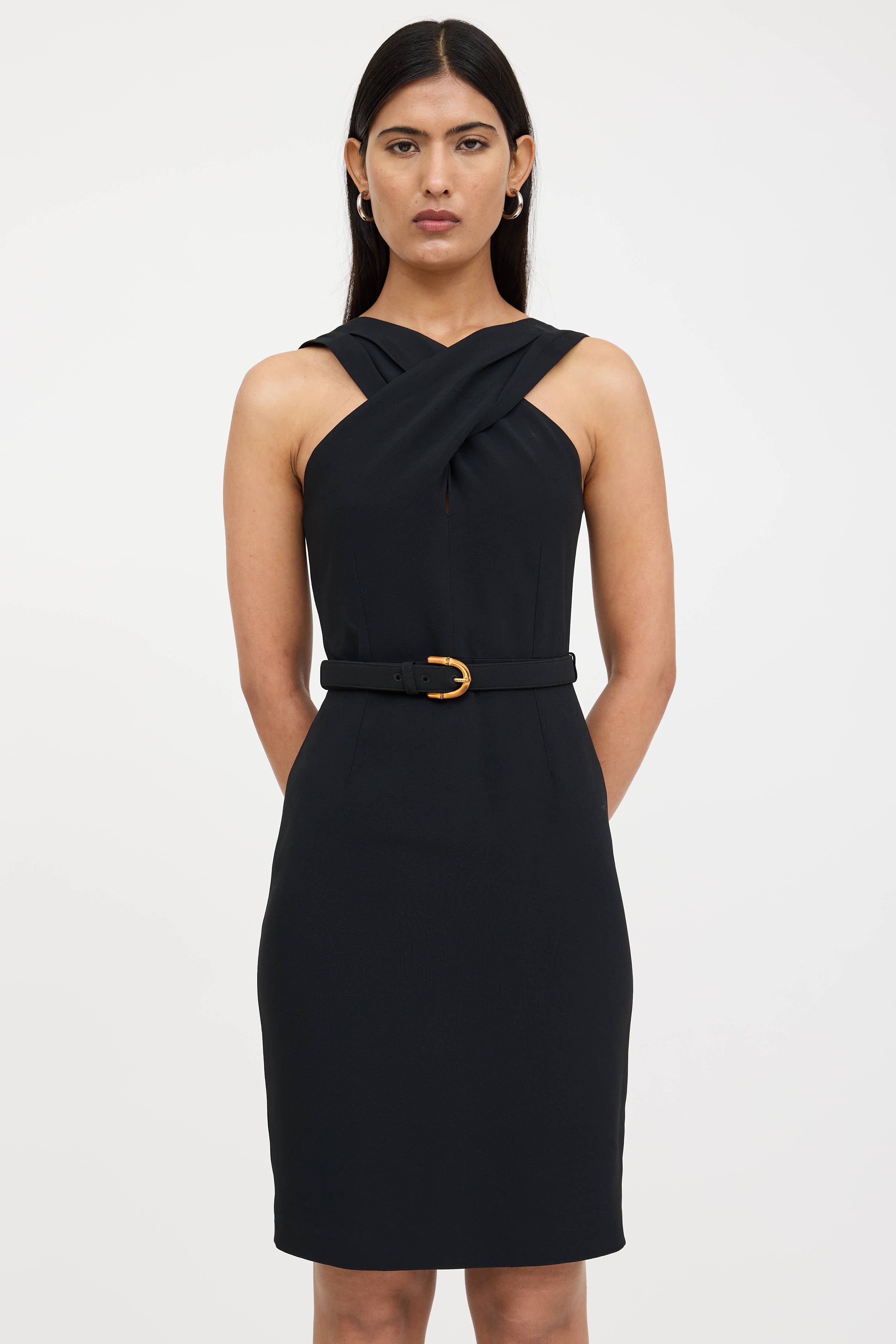 Gucci Cross Over Belted Dress