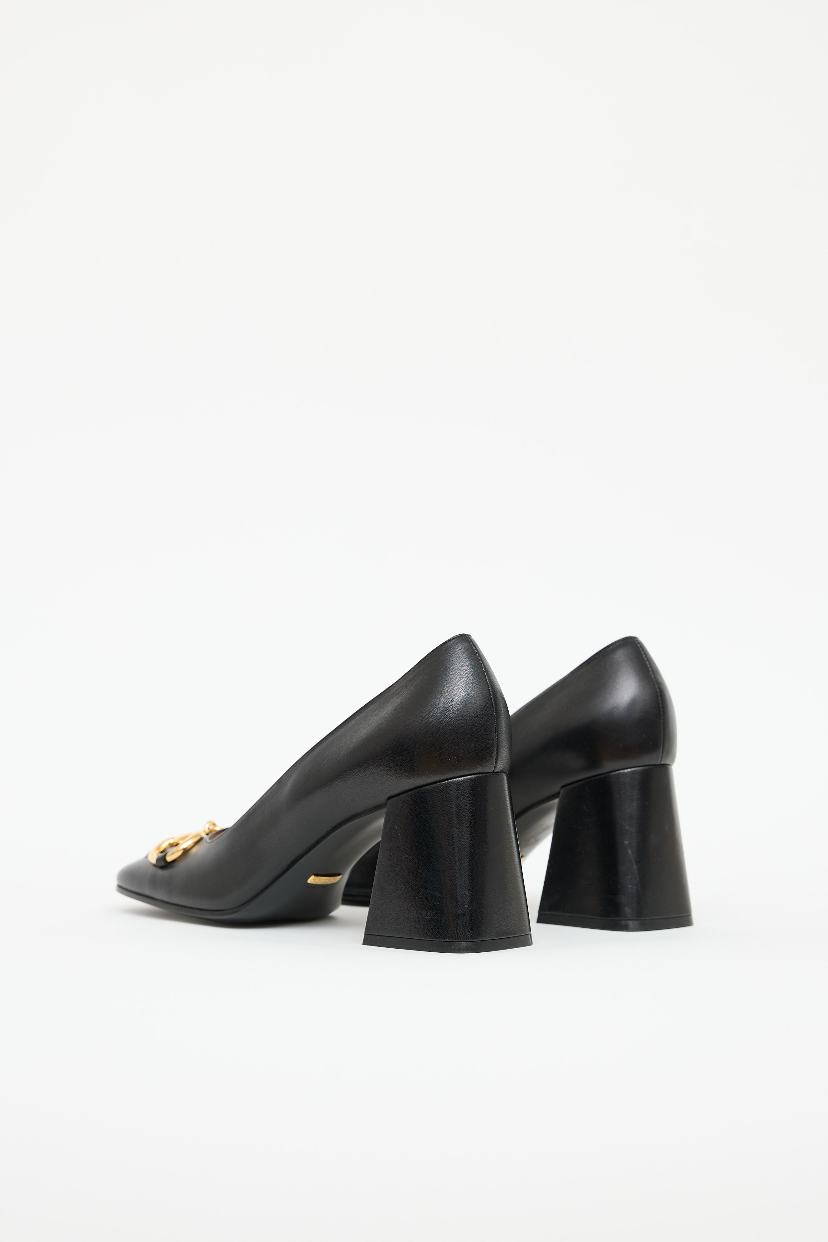 Gucci Leather Horsebit Block Heel