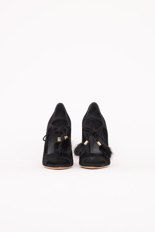 GucciSuede Tassel Pump