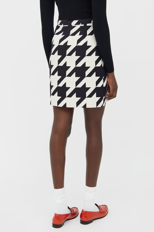 Gucci Black and White Houndstooth Wool & Silk Skirt