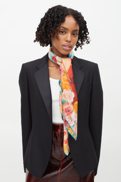 Gucci Blue & Multi Silk Viva! Volleyball Manga Scarf