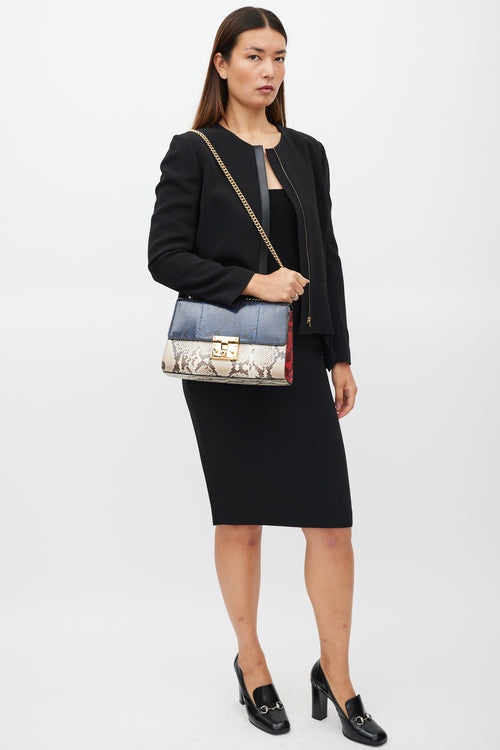 Gucci Blue & Multicolour Leather Medium Padlock Shoulder Bag