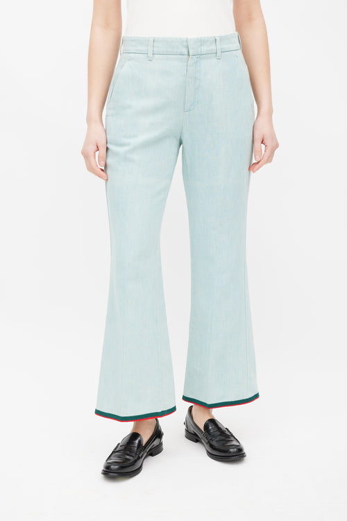 Gucci Blue & Multicolour Stripe Flare Jeans