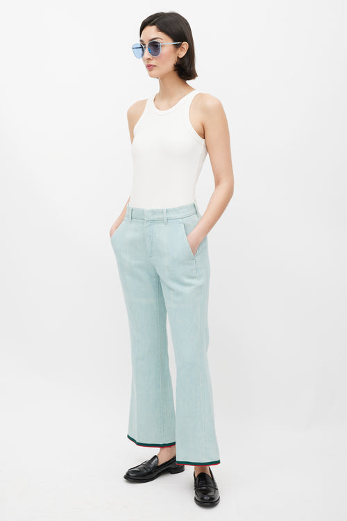 Gucci Blue & Multicolour Stripe Flare Jeans