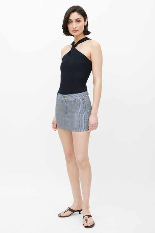 Gucci Blue & White Striped Mini Skirt