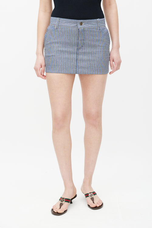 Gucci Blue & White Striped Mini Skirt